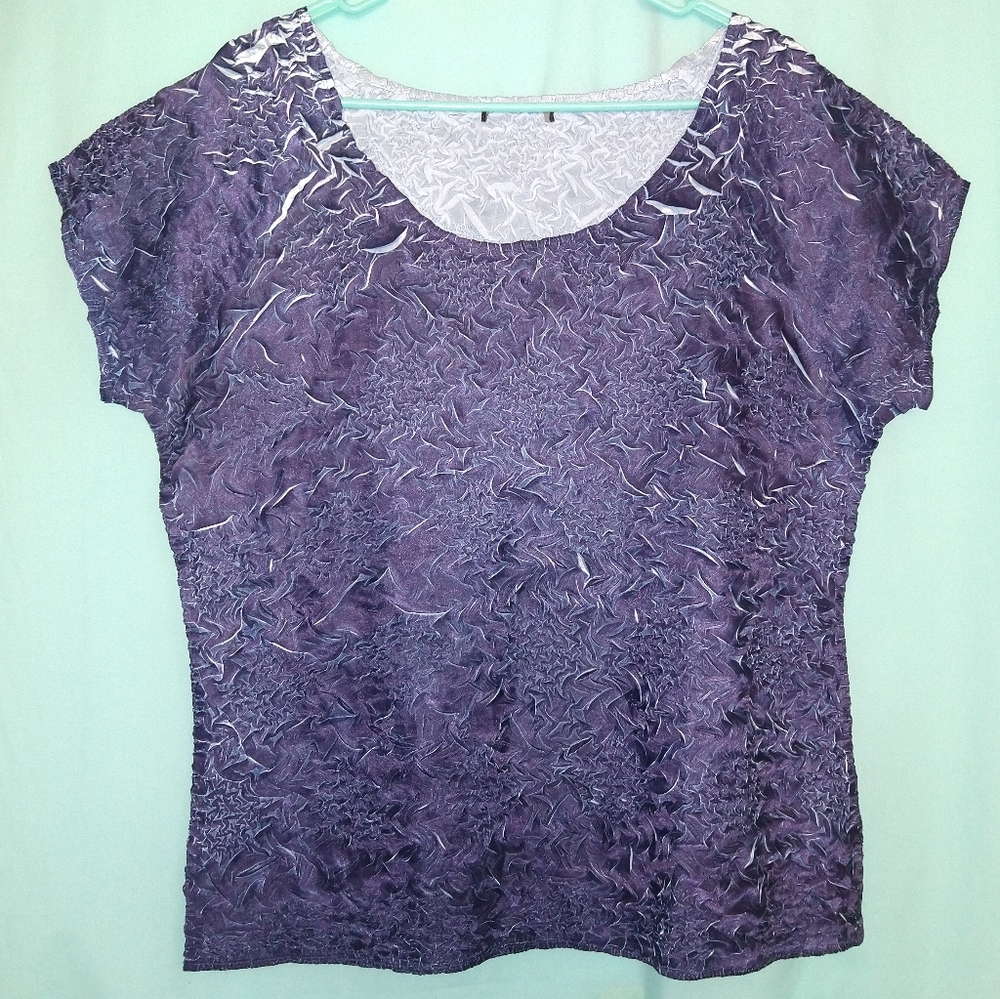 Polyester stretch kissing blouse women's XL navy blue